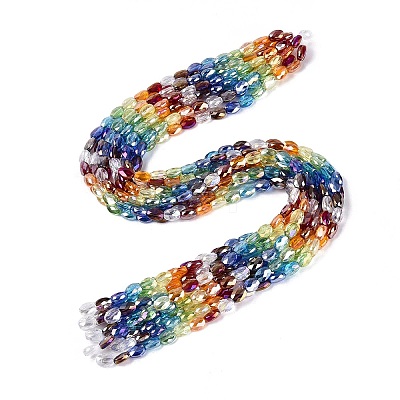 Electroplate Transparent Glass Beads Strands EGLA-Q135-6x8MM-03A-1