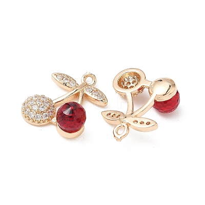 Brass & Glass Micro Pave Cubic Zirconia Pendants KK-S532-07KCG-1