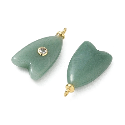 Brass & Natural Green Aventurine & Cubic Zirconia Pendants GG-CBAD360-20G-08-1
