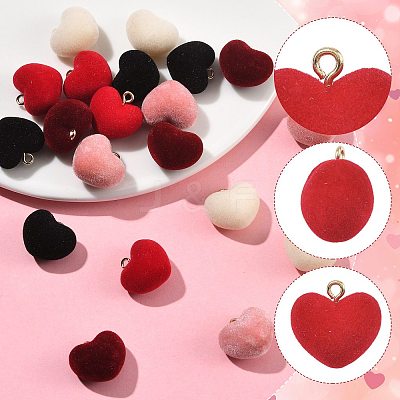 20Pcs 5 Colors Flocky Acrylic Pendants FIND-FS0004-95-1
