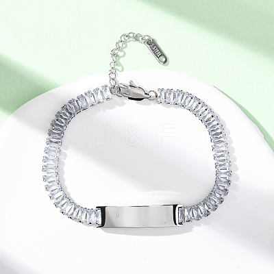 304 Stainless Steel Glass Link Chain Bracelets BJEW-G753-03P-01-1