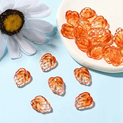 Autumn Theme Two-Tone Transparent Glass Charms GLAA-YW0001-53C-1