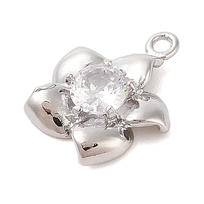 Brass Inlay Clear Glass Pendants KK-S388-29P-1