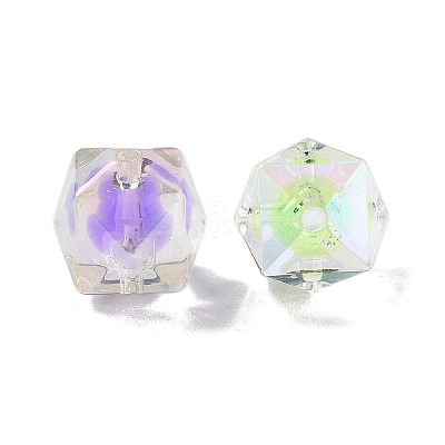 UV Plating Iridescent Transparent Acrylic Beads OACR-H112-09B-1