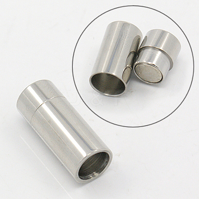 Tarnish Resistant Smooth 304 Stainless Steel Magnetic Clasps with Glue-in Ends STAS-K007-31-1