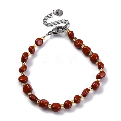 Natural Red Jasper Beaded Bracelets for Women G-P563-07P-10-1