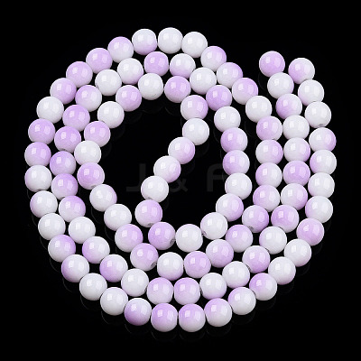Two Tone Opaque Baking Paint Glass Beads Strands DGLA-Q027-8mm-02-1