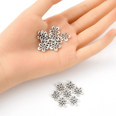 5-Petal Tibetan Style Alloy Flower Bead Caps TIBEB-YW0001-06-1