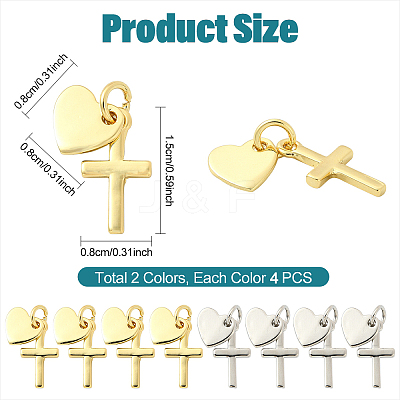 8Pcs 2 Colors Rack Plating Brass Pendants KK-YW0003-70-1