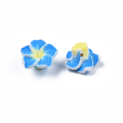 Handmade Polymer Clay 3D Flower Plumeria Beads CLAY-Q192-15mm-05-1