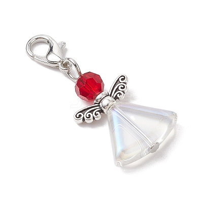10Pcs 10 Colors Glass Angel Pendant Decoration HJEW-JM02815-1