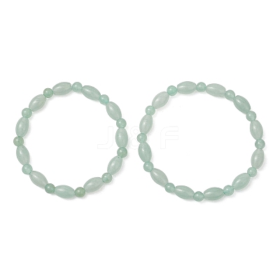 2Pcs 2 Styles  Natural Green Aventurine Beaded Stretch Bracelets for Couple BJEW-JB13416-02-1