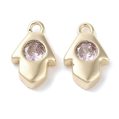 Brass Micro Pave Cubic Zirconia Charms KK-G491-27G-03-1