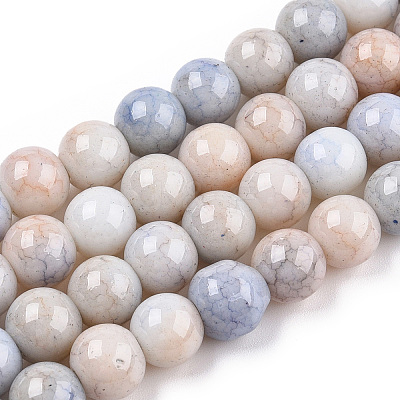 Opaque Crackle Glass Round Beads Strands X-GLAA-T031-01B-1
