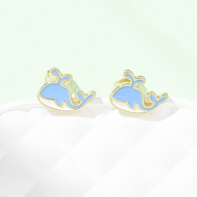Brass Enamel Stud Earrings LS-EJEW-B152-01G-03-1