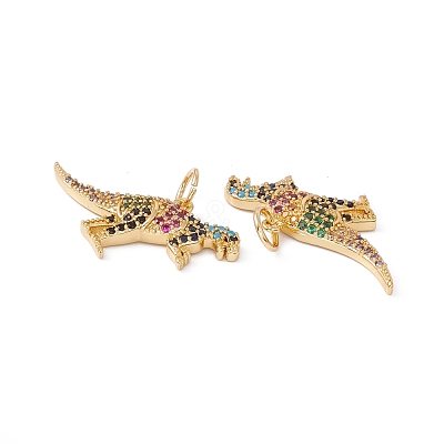 Rack Plating Brass Micro Pave Colorful Cubic Zirconia Pendants ZIRC-C040-48D-G-1