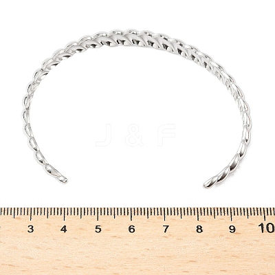 Croissant 304 Stainless Steel Cuff Bangles for Women BJEW-S171-01C-P-1