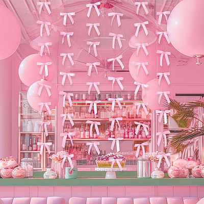 6Pcs Polyester Bowknot Hanging Streamer AJEW-SP0002-71B-1