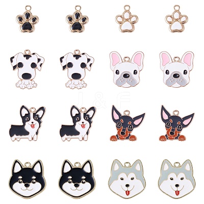 32Pcs 8 Styles Alloy Enamel Pendants ENAM-TA0004-18-1