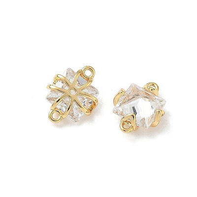 Brass Pave Clear Cubic Zirconia Connector Charms KK-Z136-37G-1