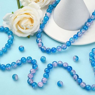 Spray Painted Crackle Glass Beads Strands CCG-Q001-10mm-19-1