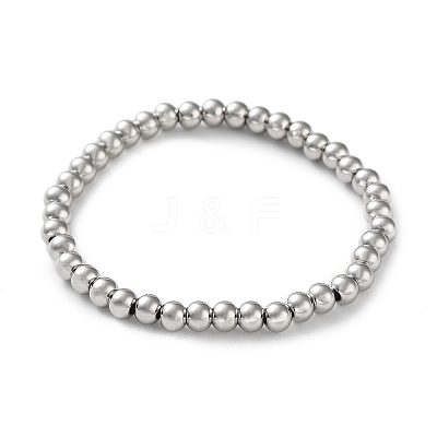 Non-Tarnish 316 Surgical Stainless Steel Round Beaded Stretch Bracelets BJEW-M305-01C-P-1
