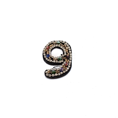 Number Colorful Rhinestone Patches DIY-WH0308-25I-1