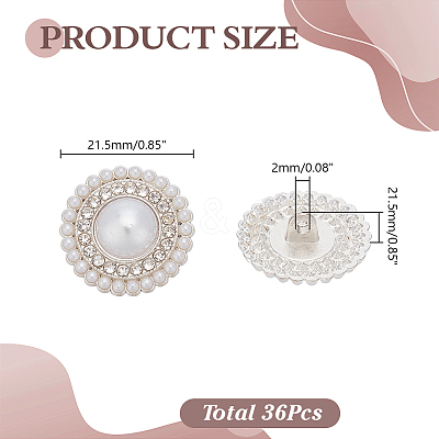 36Pcs 1-Hole Zinc Alloy Shank Buttons BUTT-AR0001-30-1
