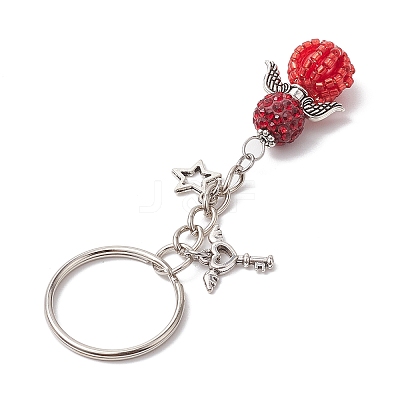 Alloy with Glass Seed Beads Keychain KEYC-MZ00010-04-1