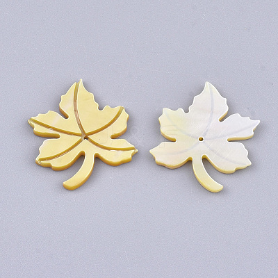 Autumn Theme Yellow Shell Pendants SSHEL-T007-12-1