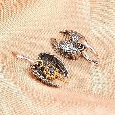 316 Surgical Stainless Wing Hoop Earrings EJEW-C160-12AS-02-1