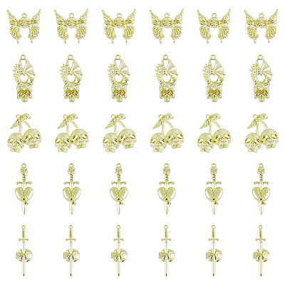 40Pcs 5 Style Alloy Pendants FIND-DC0003-17-1