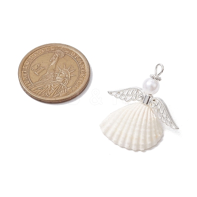 3Pcs 3 Styles Natural Shell Angel Pendants PALLOY-JF02833-1