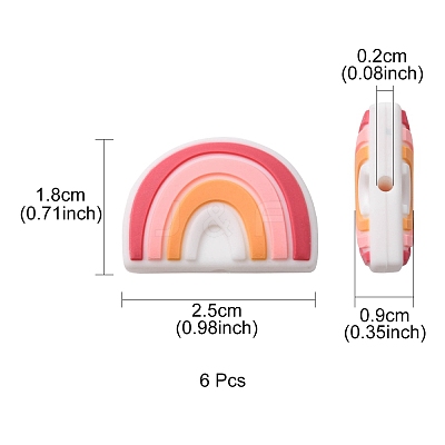 6Pcs Food Grade Eco-Friendly Silicone Focal Beads SIL-YW0001-04D-1