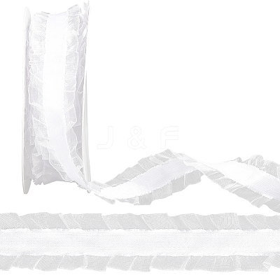 10 Yards Polyester Pleated Lace Trim OCOR-WH0080-93A-1