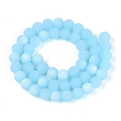 Frosted Imitation Jade Glass Beads Strands GLAA-T032-J8mm-MBB04-1
