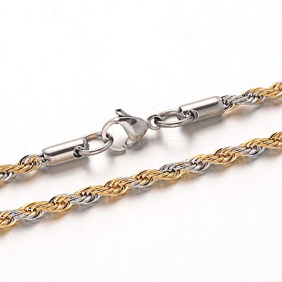 304 Stainless Steel Rope Chain Necklaces NJEW-M124-09GP-1