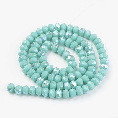 Electroplate Opaque Solid Color Glass Beads Strands X-EGLA-A034-P4mm-L15-1