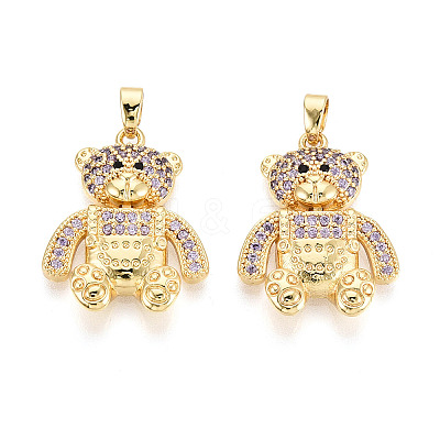 Brass Micro Pave Cubic Zirconia Pendants KK-P336-02B-G-1