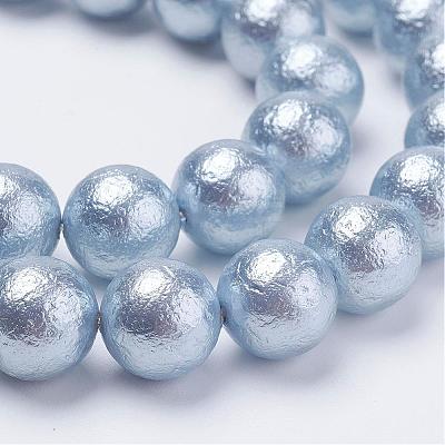 Wrinkle Textured Shell Pearl Beads Strands BSHE-E016-8mm-M-1