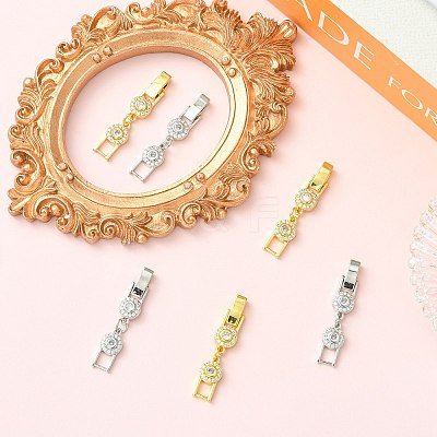 6Pcs 2 Colors Brass & Rhinestone Fold Over Clasps FIND-CJ0005-97-1