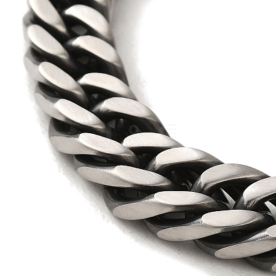 304 Stainless Steel Cuban Link Chain Bracelets for Women Men BJEW-Q341-15C-AS-1
