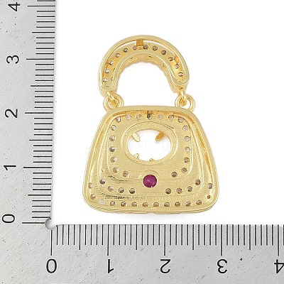 Brass Micro Pave Clear Cubic Zirconia Pendant Cabochon Settings KK-U026-06G-1