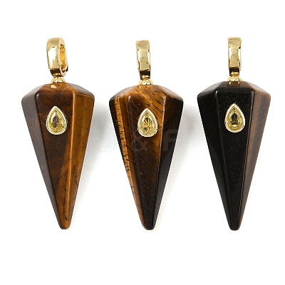 Natural Tiger Eye Pointed Pendants GG-CBA19F2-02G-06-1