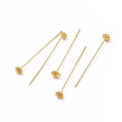 Brass Flower Head Pins X-KK-A178-09G-1