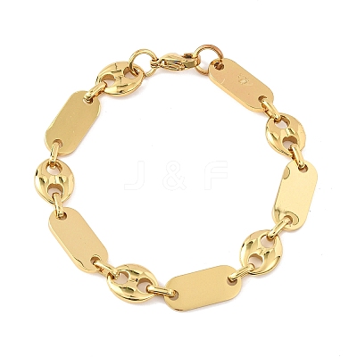 304 Stainless Steel Oval & Pig Nose Shape Link Bracelets for Women BJEW-F527-04G-1