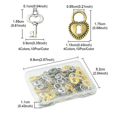 80Pcs 8 Style DIY Alloy Pendants FIND-FS0001-66-1