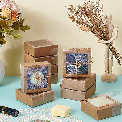 Kraft Paper Cardboard Gift Drawer Boxes LS-CON-WH0085-129B-1