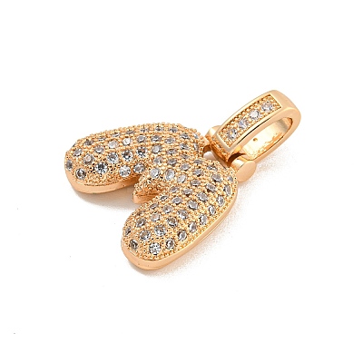 Brass Micro Pave Clear Cubic Zirconia Pendants KK-B099-01G-M-1