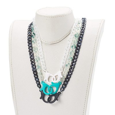 Personalized Acrylic Curb Chain Necklaces Sets NJEW-JN03431-1